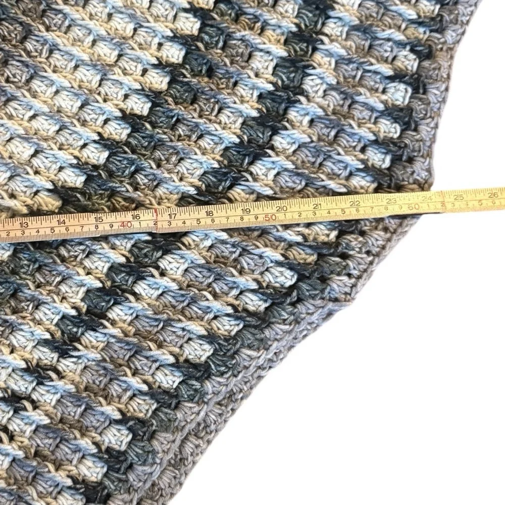 Handmade Cozy Crochet Poncho in Neutral Tones - Picture 3 of 5
